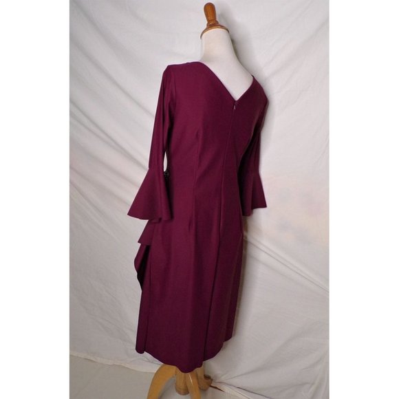 ALEX EVENINGS Bell Sleeve Wrap Dress Wine 8 NEW - Picture 5 of 9